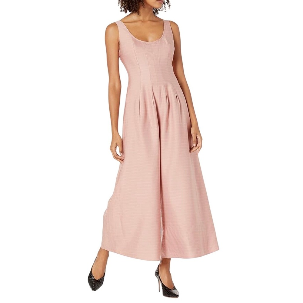 KEEPSAKE The Label Fever Pleated Wide Leg Dusty Pink Pinstripe‎ Jumpsuit S